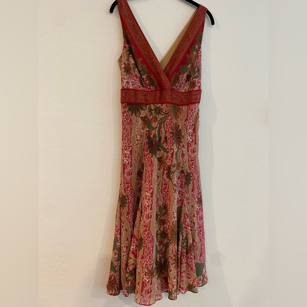 Bandolino Red and Green Floral Dress